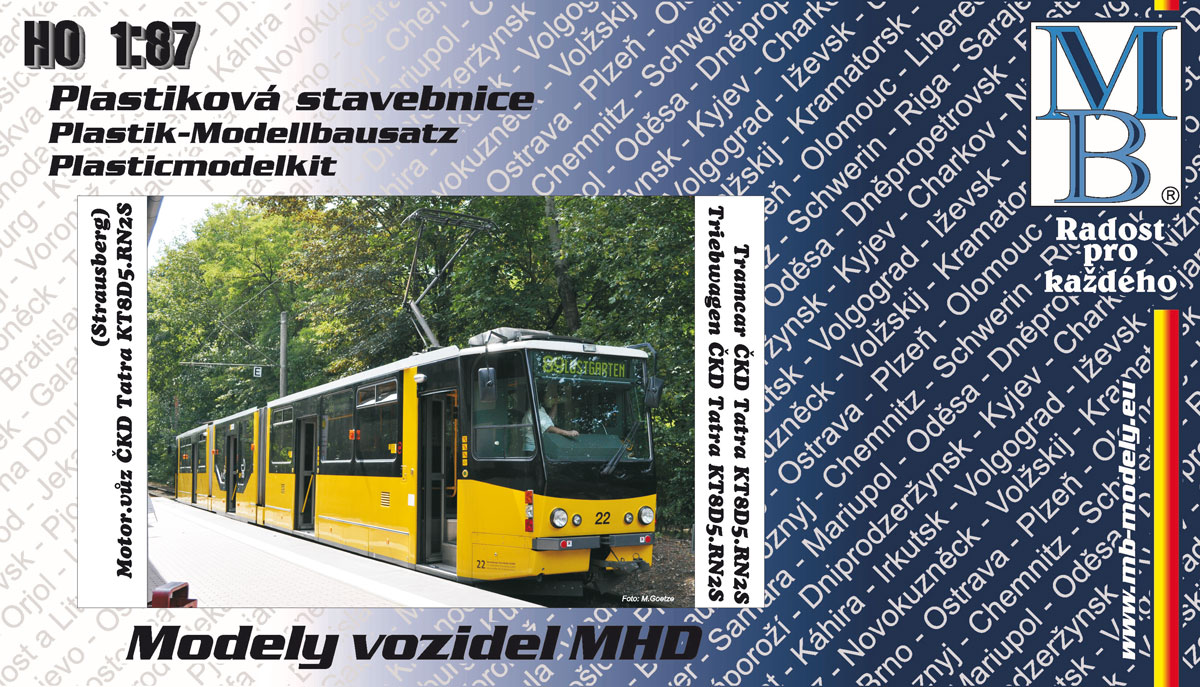 Stavebnice tramvají ČKD Tatra KT8D5, KT8D5.RN1, KT8D5.RN2