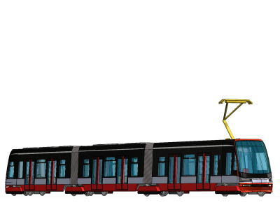 Model nízkopodlažní tramvaje